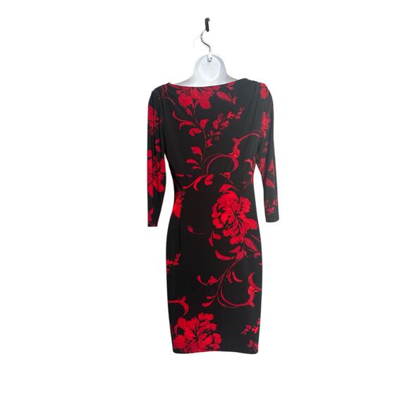 Ralph Lauren Black Red Floral Ruched 3/4 Sleeve Sheath
Dress 6P - Picture 4 of 6
